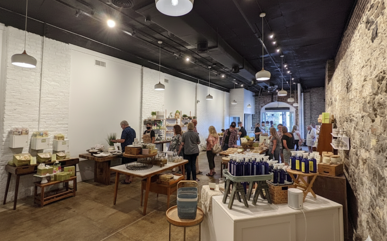 Nourish natural soap and bath products store at Plant Riverside District, River Street, Savannah GA — lease renewal by RIVR RE